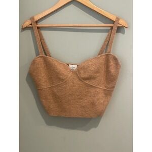 Wilfred Camel Tan Knit Sweetheart Neckline Cropped Tank Top Size‎ 2XL